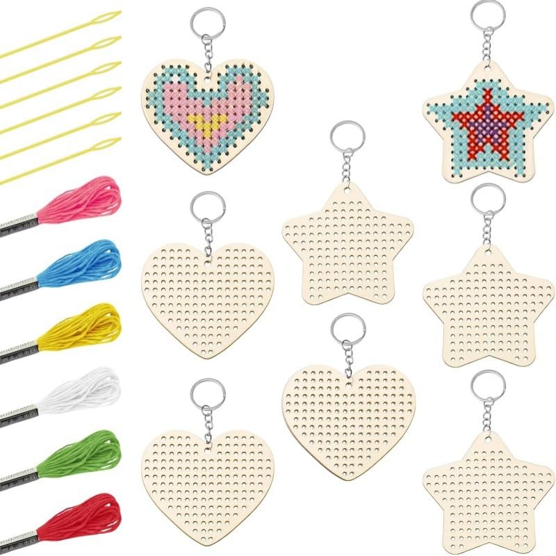 HASTHIP® Wooden Cross Stitch Kits for Kids HASTHIP® Wooden Cross Stitch Kits for Kids